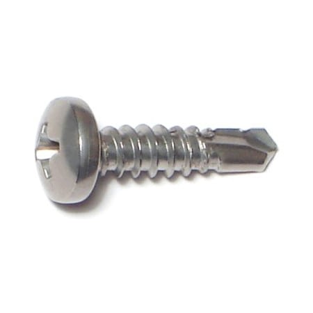 Midwest Fastener Self-Drilling Screw, #10 x 3/4 in, Zinc Plated Stainless Steel Pan Head Phillips Drive, 100 PK 09838